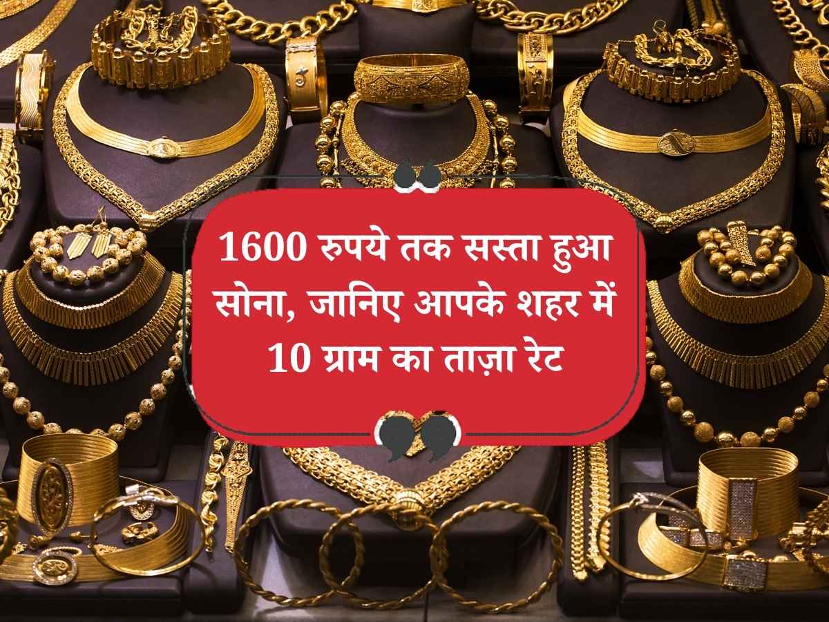 Gold Price Today: 1600 रुपये तक सस्ता हुआ सोना, जानिए आपके शहर में 10 ग्राम का ताज़ा रेट