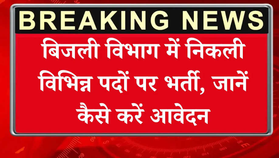 बिजली विभाग में निकली विभिन्न पदों पर भर्ती, जानें कैसे करें आवेदन