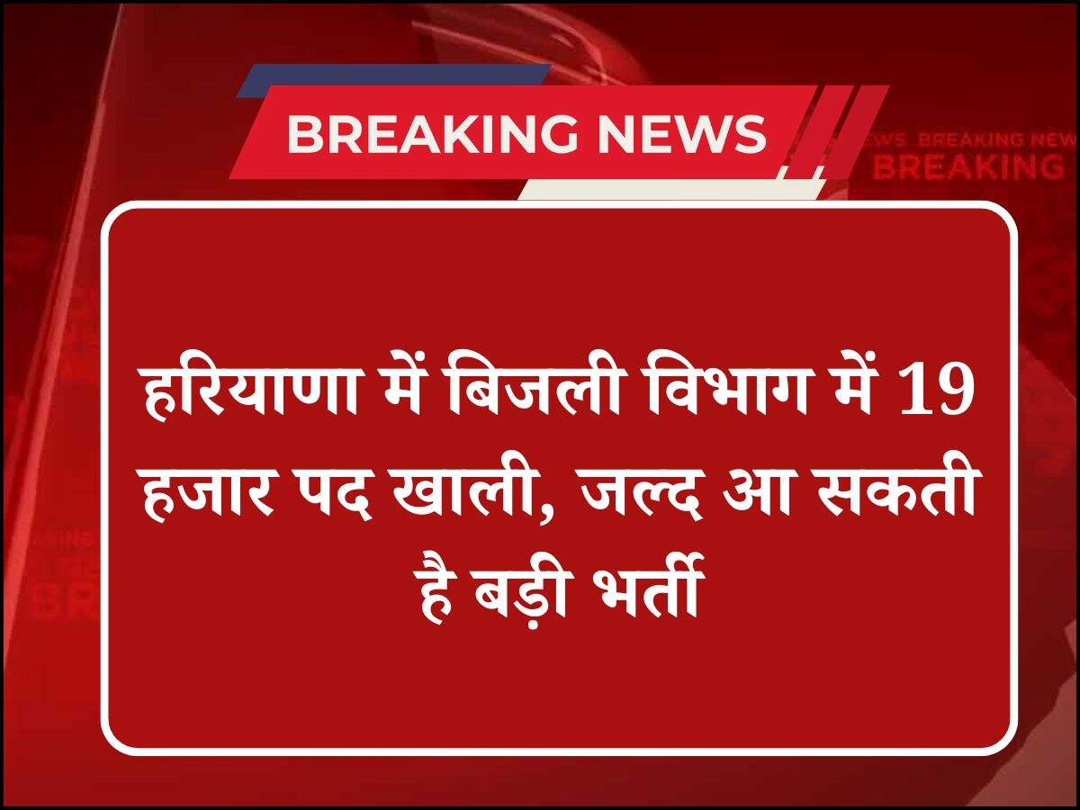 हरियाणा में बिजली विभाग में 19 हजार पद खाली, जल्द आ सकती है बड़ी भर्ती