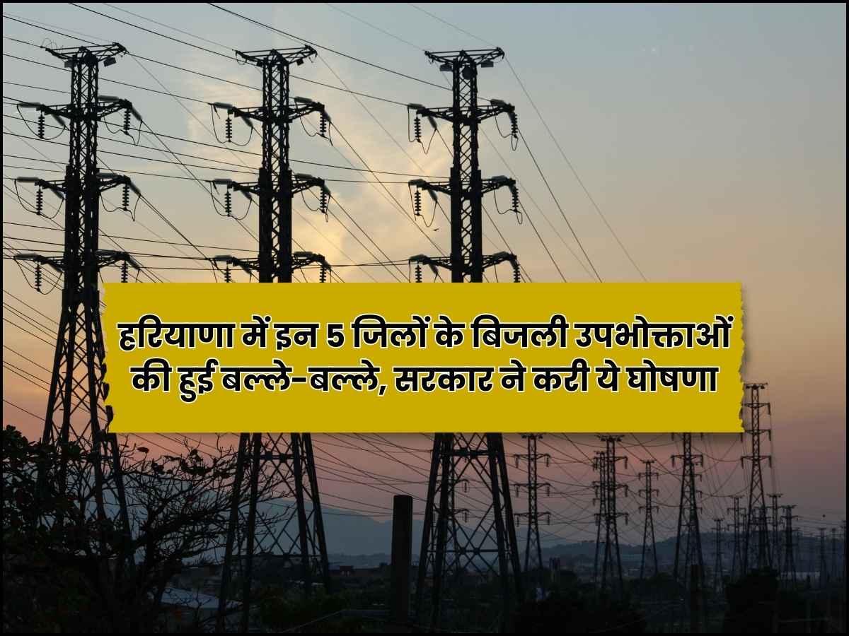 हरियाणा में इन 5 जिलों के बिजली उपभोक्ताओं की हुई बल्ले-बल्ले, सरकार ने करी ये घोषणा